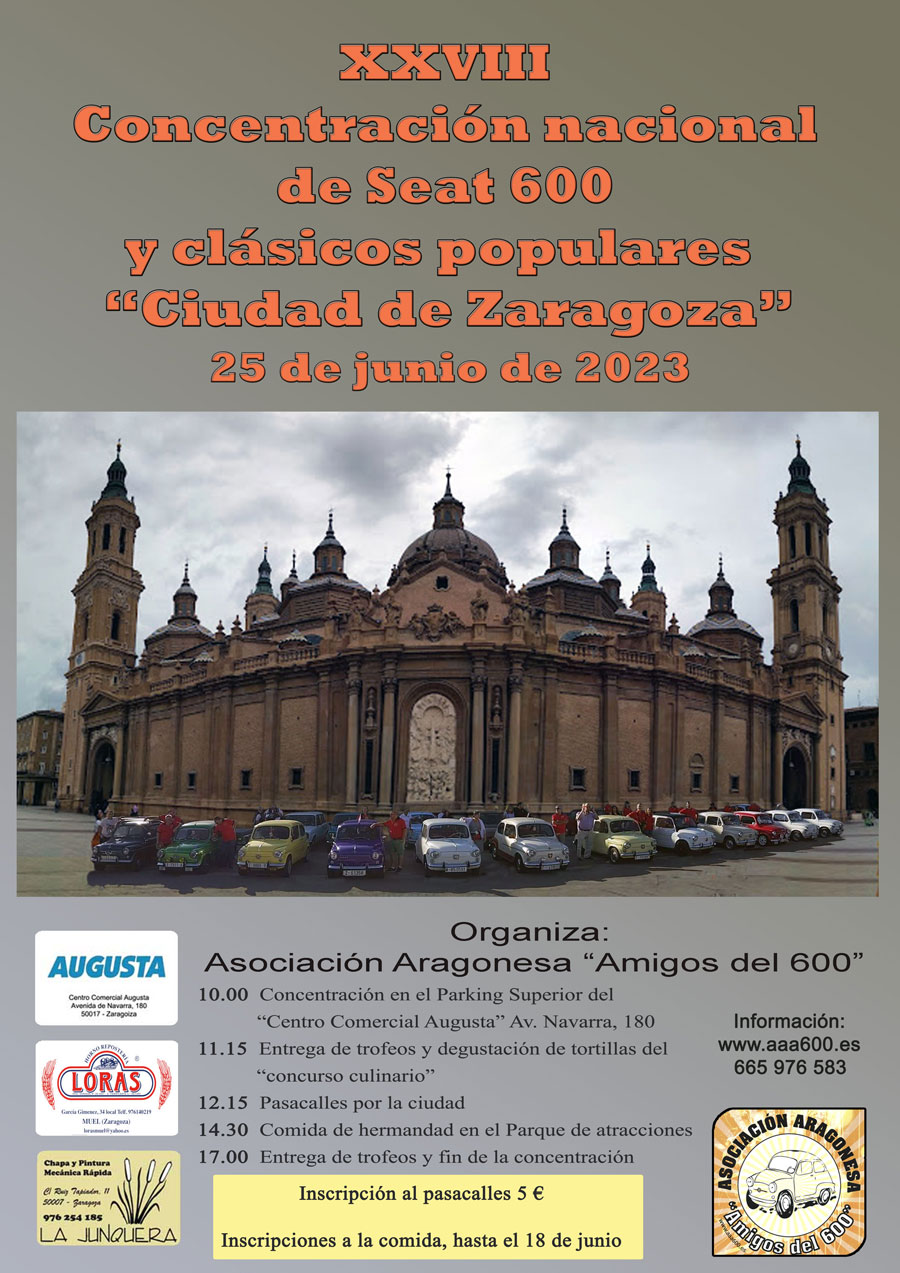 Cartel de la XXVIII Concentración nacional de seat 600 Ciudad de Zaragoza