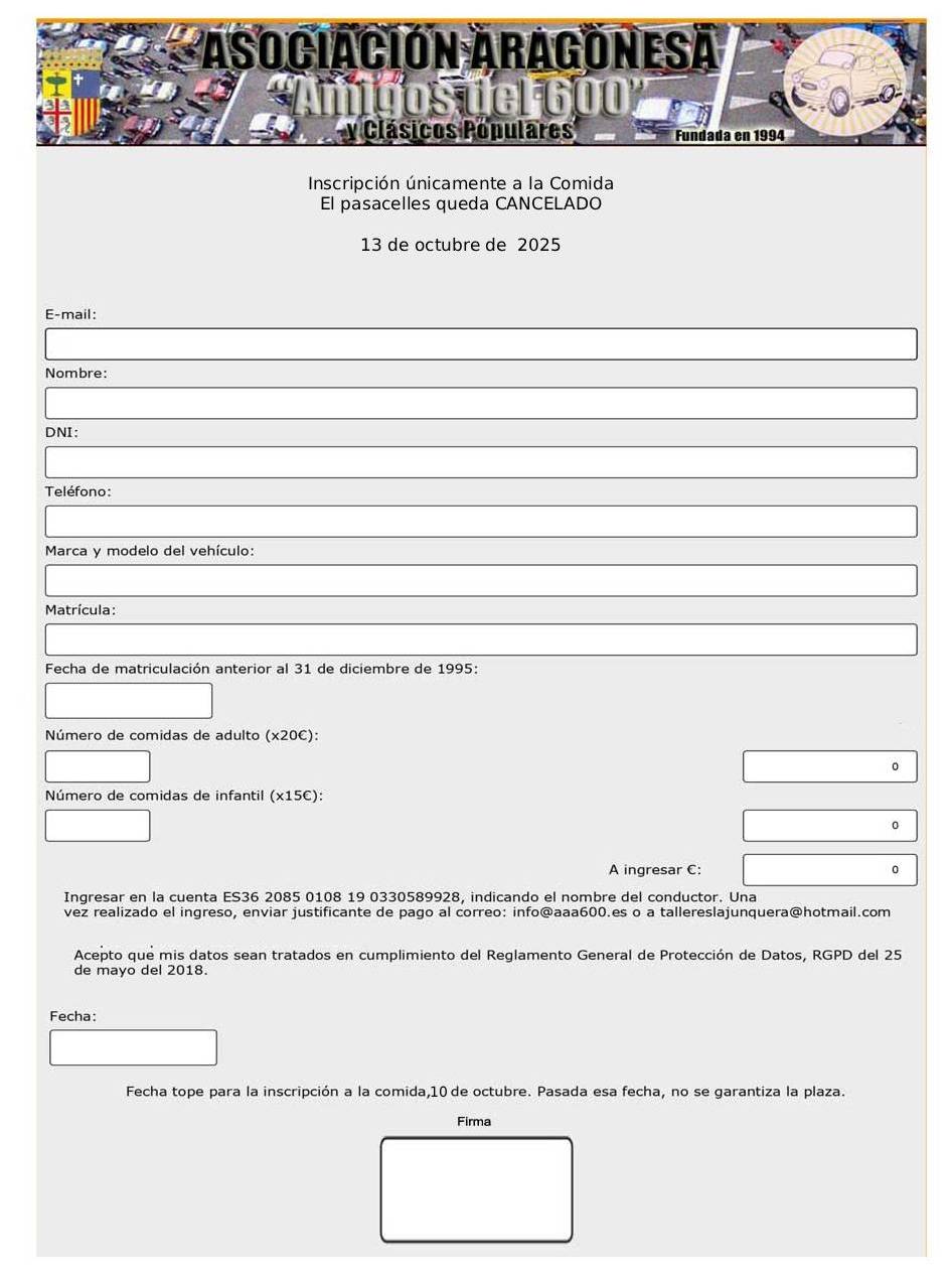 Inscripción pasacalles Pilar 2025